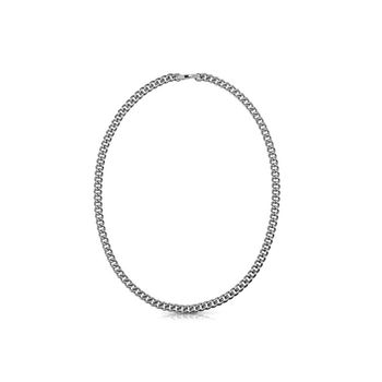 Collar Guess Hombre 8mm Cadena Curb Link Plata Umn70008