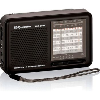 Radio Multibanda Am / Fm / Sw, Toma De Auriculares, Portátil, Ligera Negro  Roadstar Tra-2989