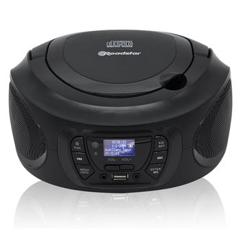 Radio Portátil Dab Dab+ Fm, Reproductor Cd-mp3, Usb, Aux-in, Mando A Distancia, Reloj Alarma Negro  Roadstar Cdr-375d+/bk