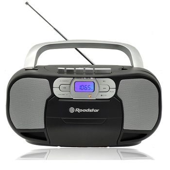 Radio Cd Portátil Cassette, Digital Pll Fm, Reproductor Cd-mp3, Usb, Aux-in, Toma Auriculares Negro  Roadstar Rcr-4635umpbk