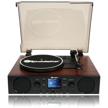 Equipo De Música Hi Fi Tocadiscos 33/45/78 Rpm, Radio Fm/dab+, Bluetooth Puerto Usb/ Tarjeta Sd Negro/madera  Roadstar Ttr-8850ed+bt