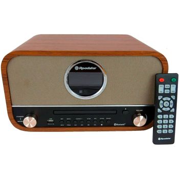 Equipo Música Vintage Radio Digital Fm, Reproductor Cd-mp3, Bluetooth, Usb, Mando A Distancia Madera  Roadstar Hra-1782nbt