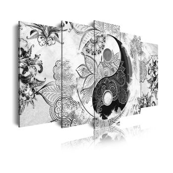 Cuadros Modernos | Lienzo Decorativo | Ying Yang  Zen Colores Blanco Negro | 5 Piezas 150x80cm - Dekoarte