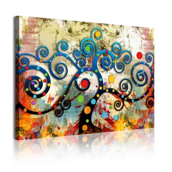 Cuadros Modernos | Lienzo Decorativo | Árbol De La Vida  Gustav Klimt Rojo | 1 Pieza 120x80cm - Dekoarte