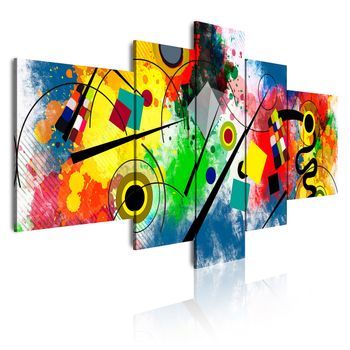 Cuadros Modernos | Lienzo Decorativo| Abstractos Arte Kandinsky Rojo Azul   | 5 Piezas 180x85cm Xxl - Dekoarte