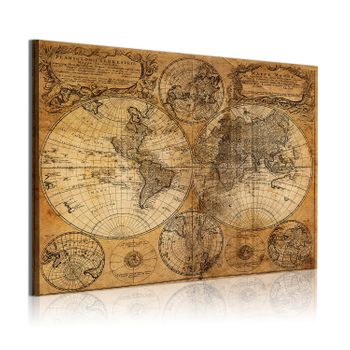 Cuadros Modernos | Lienzo Decorativo | Mapamundi Mapa Antiguo | 1 Pieza 120x80cm - Dekoarte