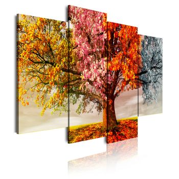 Cuadros Modernos | Lienzo Decorativo | Paisaje Árboles Cuatro Estaciones | 4 Piezas 120x85cm - Dekoarte