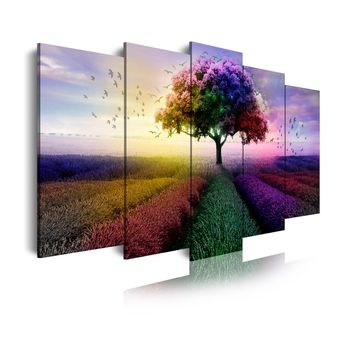 Cuadros Modernos | Lienzo Decorativo | Paisaje Árboles Cuatro Estaciones | 5 Piezas 150x80cm - Dekoarte