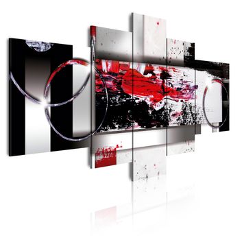 Cuadros Modernos|lienzo Decorativo | Abstracto Plata Negro Rojo | 5 Piezas 180x85cm Xxl - Dekoarte