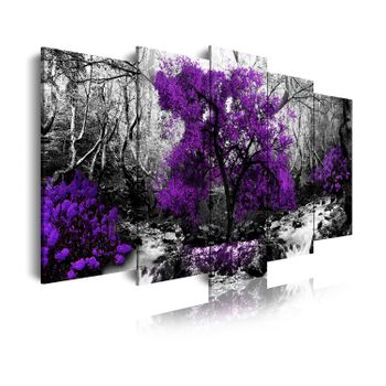 Cuadros Modernos | Lienzo Decorativo | Naturaleza  Árboles Morados | 5 Piezas 150x80cm - Dekoarte