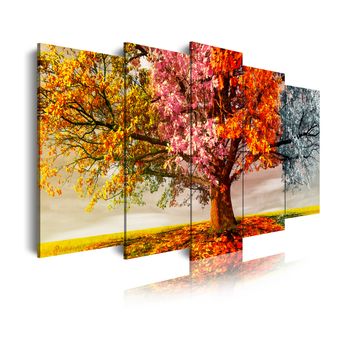 Cuadros Modernos | Lienzo Decorativo | Paisaje Árboles Cuatro Estaciones | 5 Piezas 150x80cm - Dekoarte