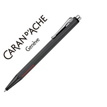 Boligrafo Caran D'ache Ecridor Racing Cuerpo Grabado Tipo Parrilla Coche Negro Mate 2 Inserciones Rojas En