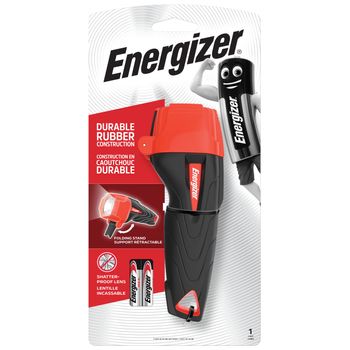 Energizer Compact Rubber Led Torch With Built-in Stand (batteries Included)