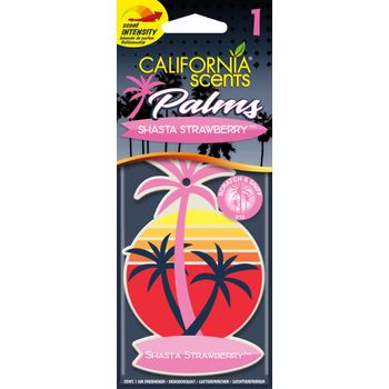 California Car Scents - Ambientador De Coche Con Fragancia, Olor Y Esencias A Shasta Strawberry, Aroma A Fresa (ambientador De Papel Con Forma De Palmera 1ud).