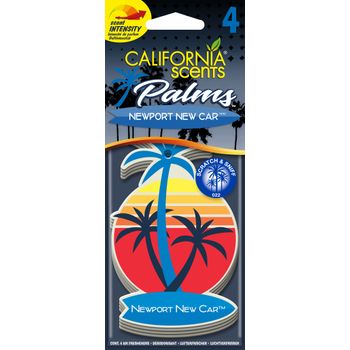 California Car Scents - Ambientador De Coche Con Fragancia, Olor Y Esencias New Car, Aroma A Coche Nuevo (ambientador De Papel Con Forma De Palmera 4uds).