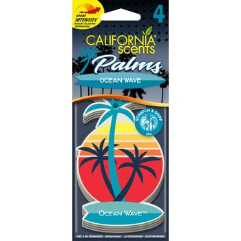 California Car Scents - Ambientador De Coche Con Fragancia, Olor Y Esencias A  Ocean Wave, Aroma A Ola Marina (ambientador De Papel Con Forma De Palmera 4uds).