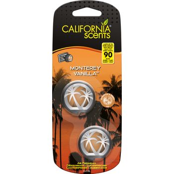 California Car Scents - Ambientador De Coche Con Fragancia, Olor Y Esencias A Monterey Vanilla, Aroma A Vainilla (minidifusores, 2uds).