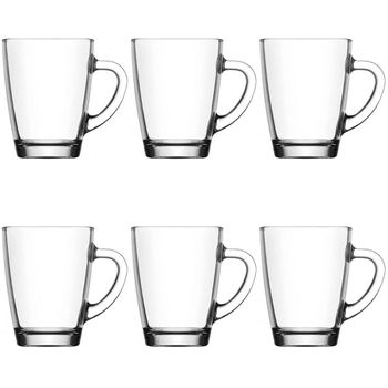 Set De 6 Tazas Transparentes De 300ml Mug De Vidrio