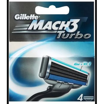 Gillette Mach3 Turbo Recambio Cabezales 4 Unidades