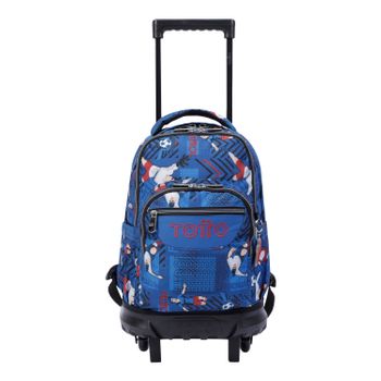 Mochila Escolar Pequeña Ruedas Azul Futbolistas Totto Resma 3jh