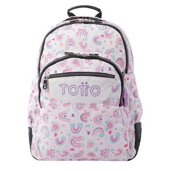 Mochila Escolar Blanco Y Arcoíris Rosa Totto Crayoles 3h7