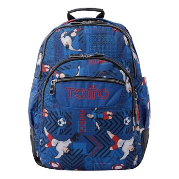 Mochila escolar pequeña ruedas azul futbolistas - Resma - Azul