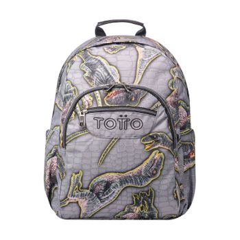 Mochila Escolar Adaptable A Carro Estampado Dinosaurios - Acuareles