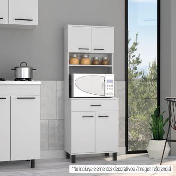 Mueble auxiliar cocina alto Yuka color blanco artik y roble canadian  alacena almacenaje 186x72x40 cm