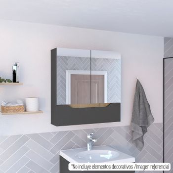 Mueble De Pared Para Baño   Laurent Aglomerado Tuhome, 62 Cm A X 60 Cm An X 15 Cm P. Plomo / Duna