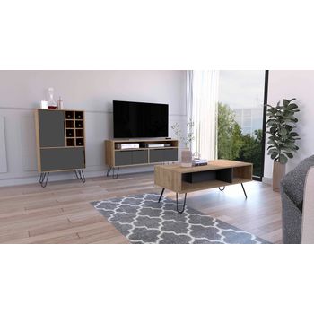 Conjunto Vegas, Mueble Para Tv  + Mesa De Centro  + Bar Bajo