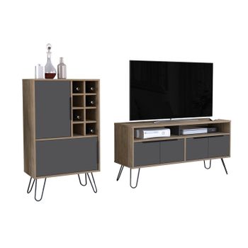 Conjunto Vegas, Mueble Para Tv +  Bar Bajo