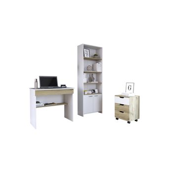 Conjunto Z Oficina, Escritorio Ohio Z 80 + Cajonera Archivador Vilna  + Librería Estanteria Z 63