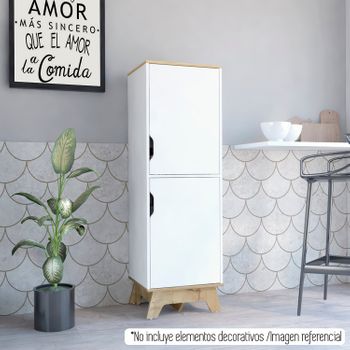 Armario buffe aparador Auxiliar bajo de Cocina. Blanco y Roble. Mueble de  microondas y Almacenamiento