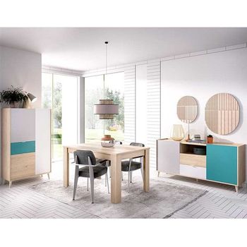 Conjunto De Muebles, Set De Muebles De Entrada, Salón Comedor, Mueble  Auxiliar, Color Estructura Gris Y Color Puertas Y Cajones Roble-  Buffet-zapatero con Ofertas en Carrefour