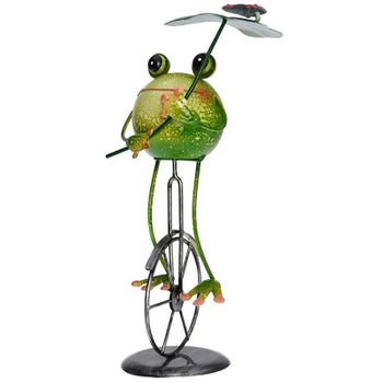 Figura Decorativa Ranita En Monociclo Leaf Verde 36,5x12x11 Cm