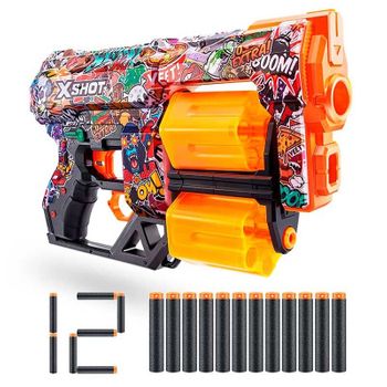 Pistola Skins Dread X-shot Con 12 Dardos +8a Grafiti Con Gorila