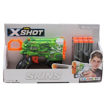 Pistola Menace X-shot Con 8 Dardos +8a Calavera Verde