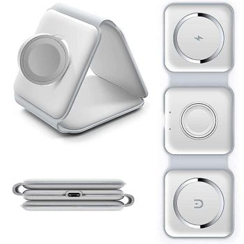 Cargador De Escritorio Inalámbrico Certificado Magsafe 3 En 1 Tellur, 15 W,  Reloj 2,5 W, Tws 5 W, Blanco con Ofertas en Carrefour