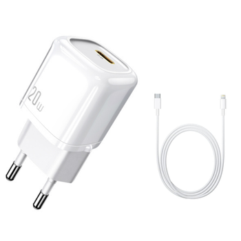 Base Cargador Fast Charge Pd 3.0 20w + Cable 100 Cm Para Iphone 12 Blanco