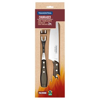 Juego Para Asado 2pzas. Fsc Tramontina - Polywood Castaño 1 - Cuchillo Carne 8" 1 - Tenedor Trinchante