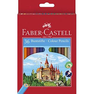 Faber-castell 120136 - Estuche Cartã³n Con 36lapices Hexagonales Multicolor,lapices Escolares De Colores