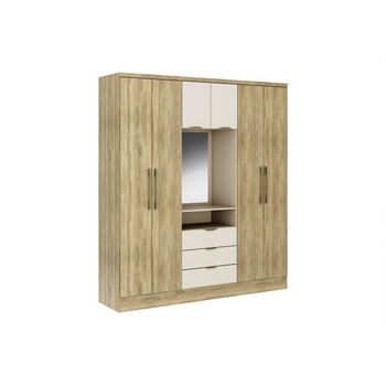 Armario con espejo ROXANE - 3 puertas correderas – Ancho 220 cm - Blanco -  Vente-unique