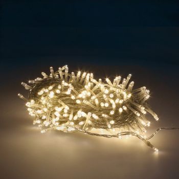 Guinalda Luces Navidad 300 Leds Color Blanco Calido. Luz Navidad Interiores Y Exteriores Ip44. Cable Transparente.