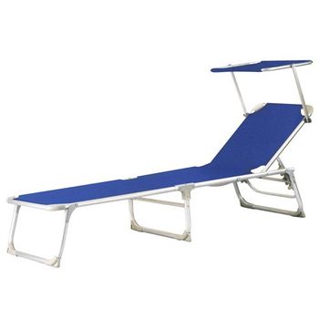 Tumbona Playa Cama Con Parasol De 3 Posiciones Azul De Aluminio Y Textileno  De 190x58x25 Cm con Ofertas en Carrefour