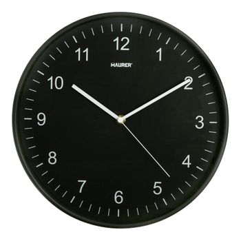 Reloj Despertador con Cargador Inalámbrico Negro PVC Madera MDF 15