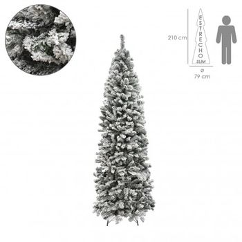 Arbol De Navidad 210 Cm. Slim Nevado (estrecho) 972 Ramas Pvc