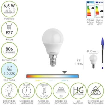 Bombilla LED con sensor movimiento crepuscular E27 5W 4200K