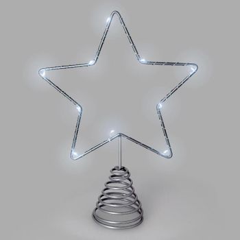 Guirnalda Adorno Luces Navidad Estrella Arbol Navidad Luz Blanco Frio. 10 Leds. Uso Interno Protección Ip20. 2 Baterias Aa