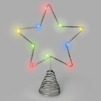 Guirnalda Adorno Luces Navidad Estrella Arbol Navidad Luz Multicolor. 10 Leds. Uso Interno Protección Ip20. 2 Baterias Aa