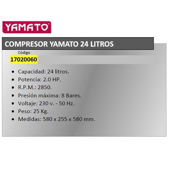 Compresor Yamato 24 Litros 2 Hp - Neoferr..